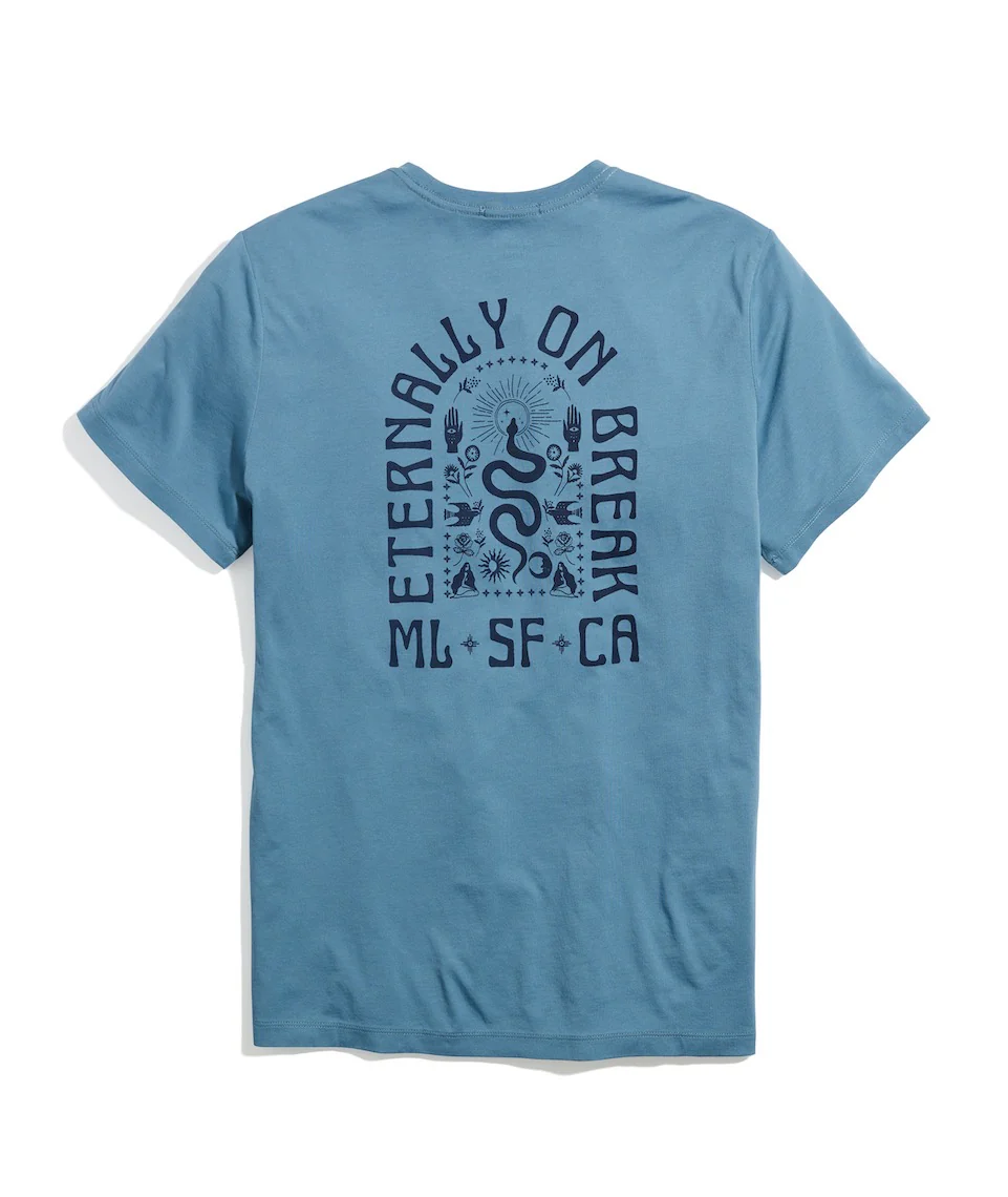 Signature Crew Graphic Tee in Aegean Blue