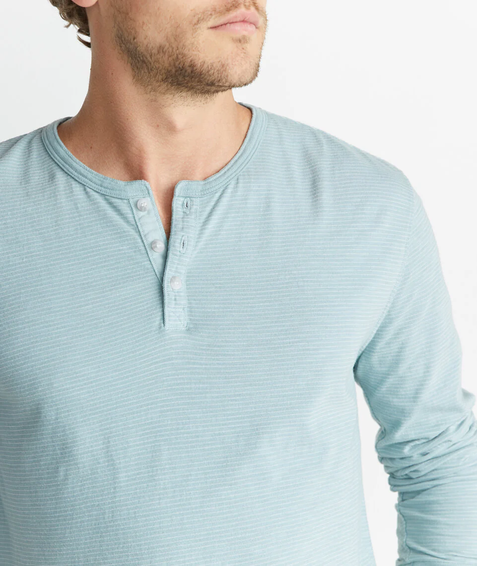 Lightweight Henley in Green Stripe