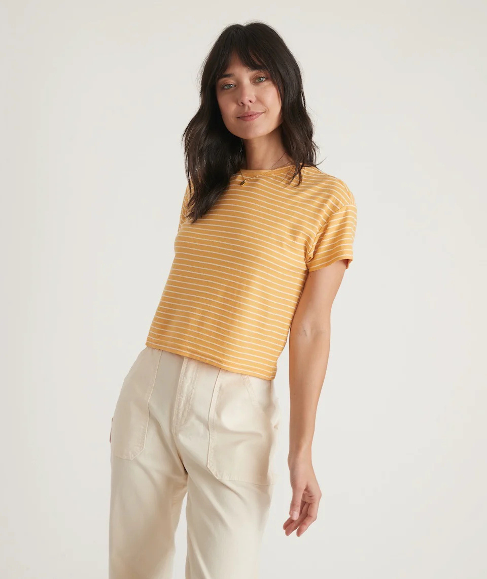 Lydia Textured Stripe Top in Gold