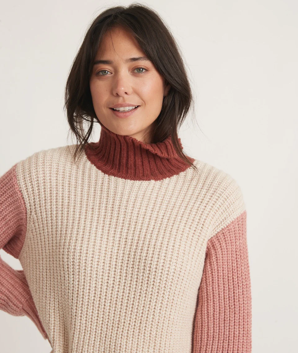 Juniper Oversized Turtleneck in Colorblock