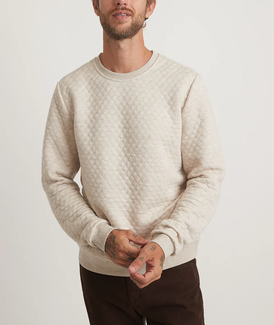 Men's Corbet Quilted Crewneck in Oat Heather