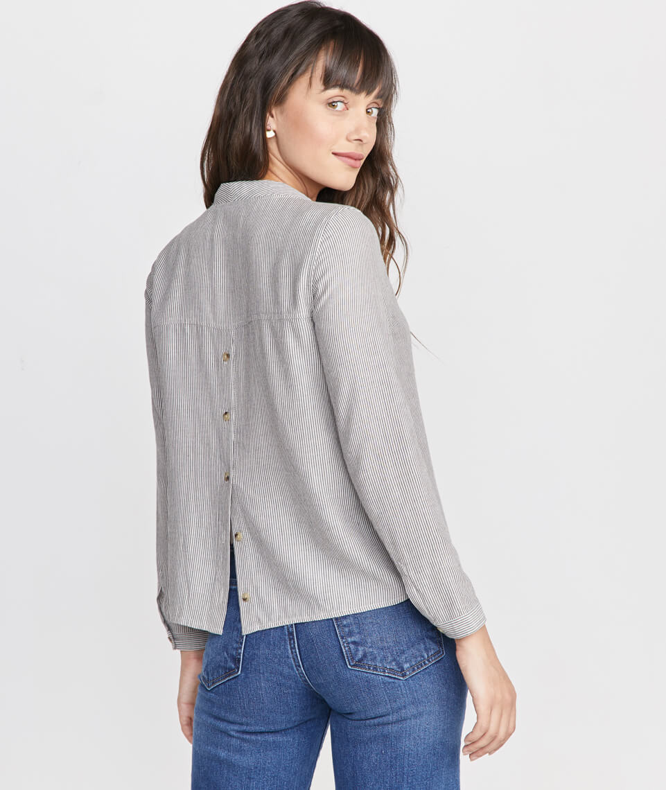 Laura Popover in Black/Cream Stripe