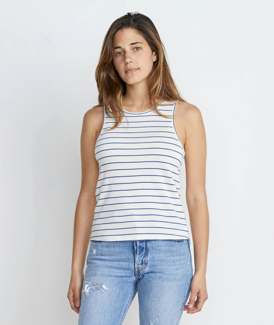 Lori Tie Back Tank in Marlin/White Stripe