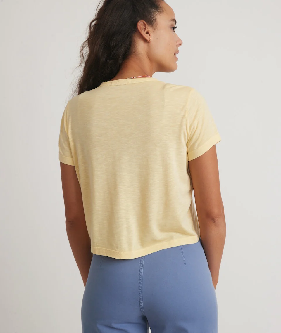 Crop Pocket Tee in Pale Banana