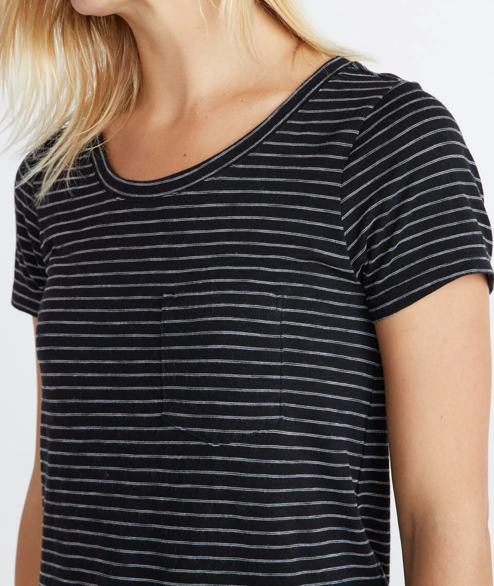 Boyfriend Saddle Tee in Black Stripe