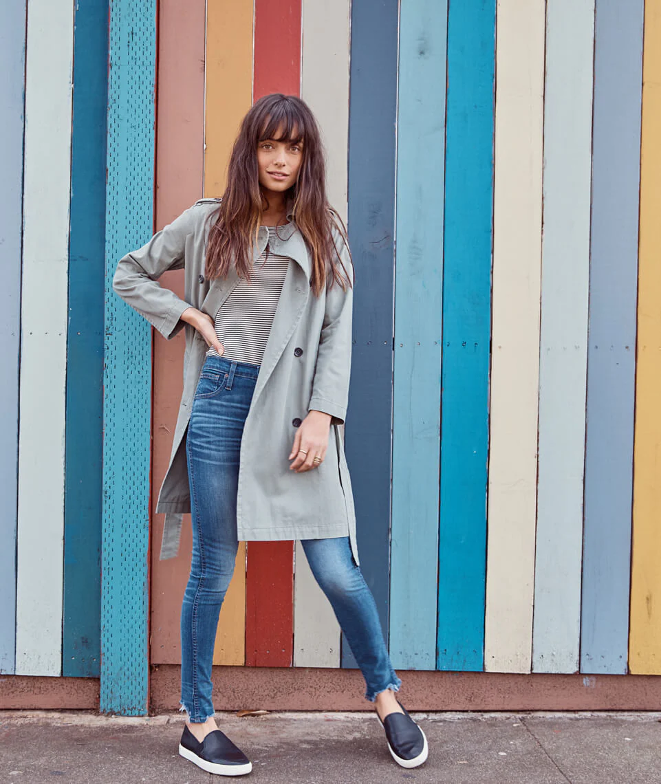 Lila Rib Scoopneck in Natural/Black Stripe