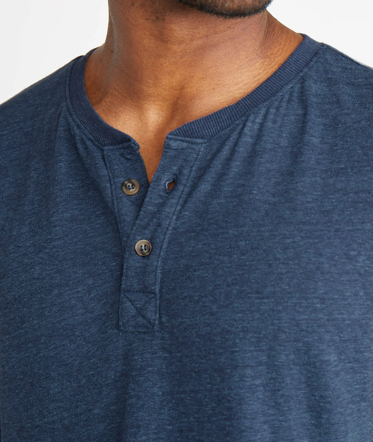 Double Knit Henley in Dark Navy