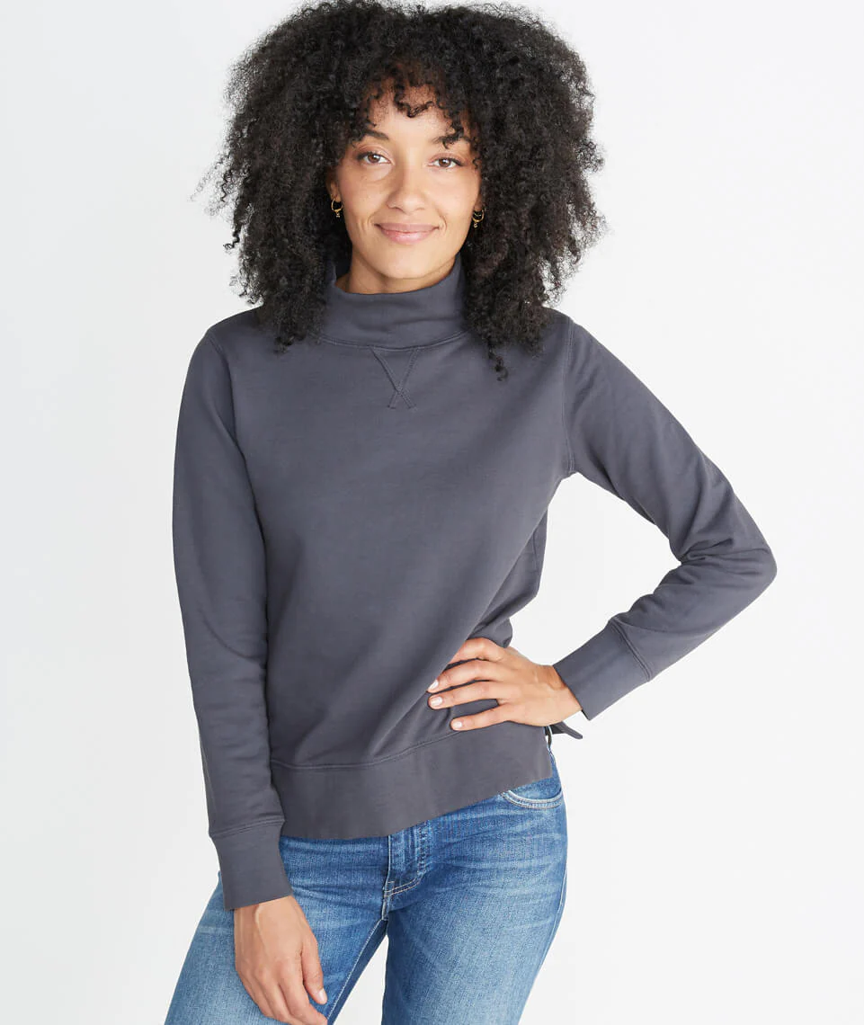Evie Funnel Neck Sweatshirt in Faded Black