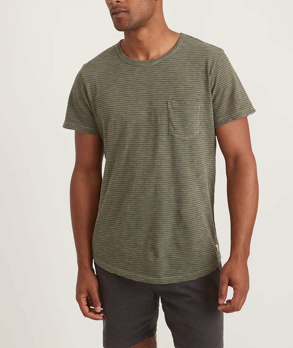 Saddle Hem Pocket Tee in Dusty Olive