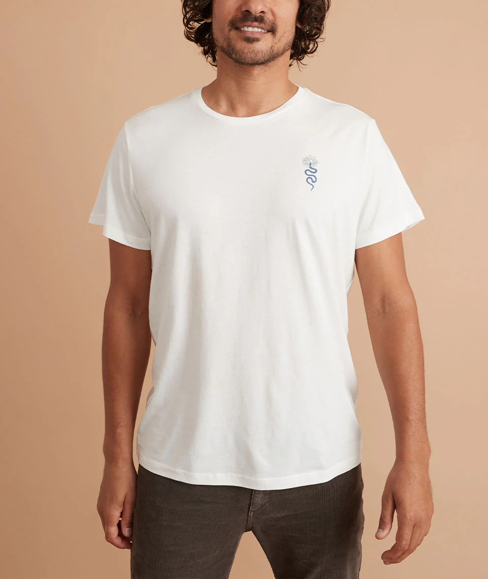 Signature Crew Graphic Tee in Natural