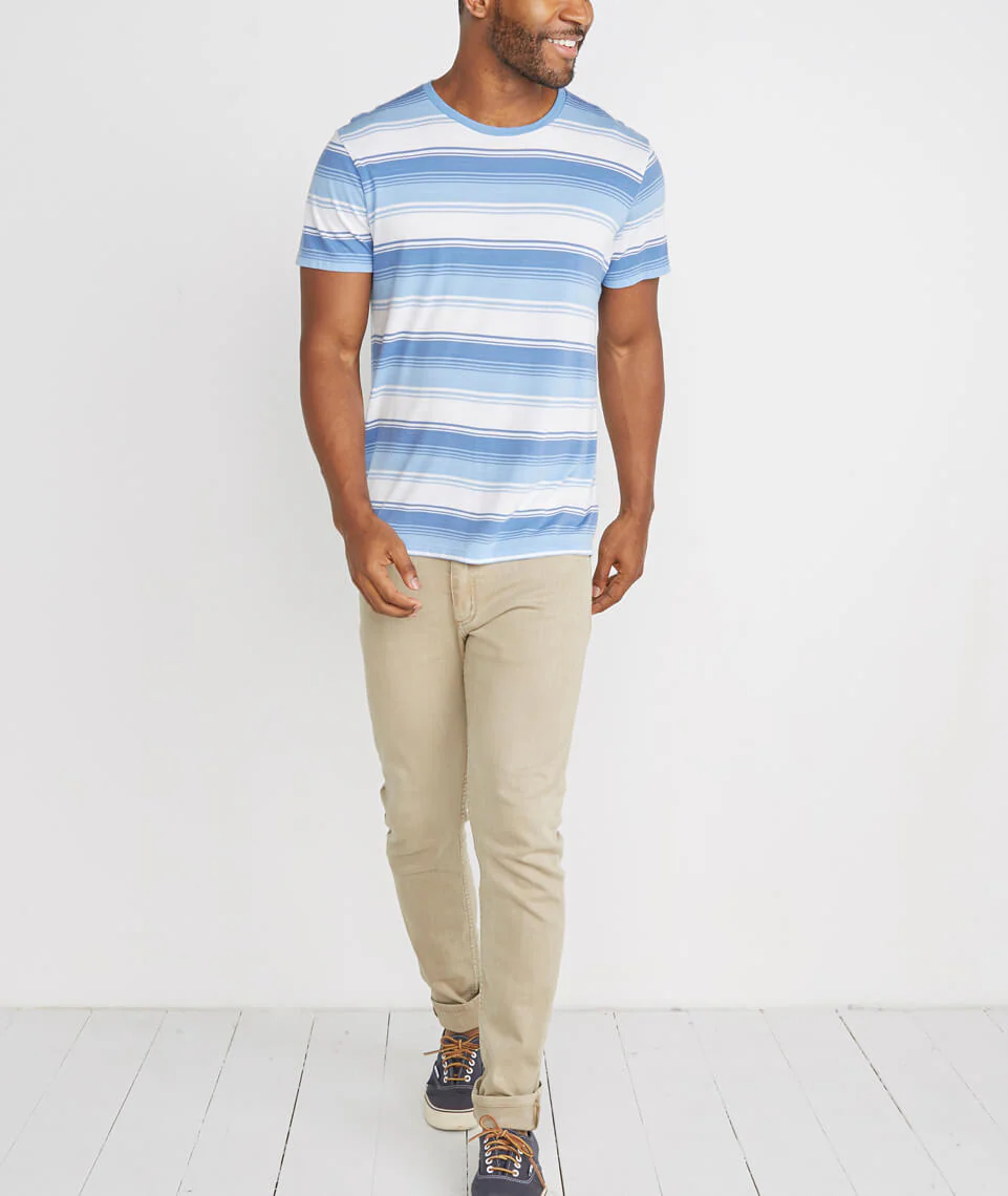 Sandpoint Crewneck in Blue/Peri Stripe