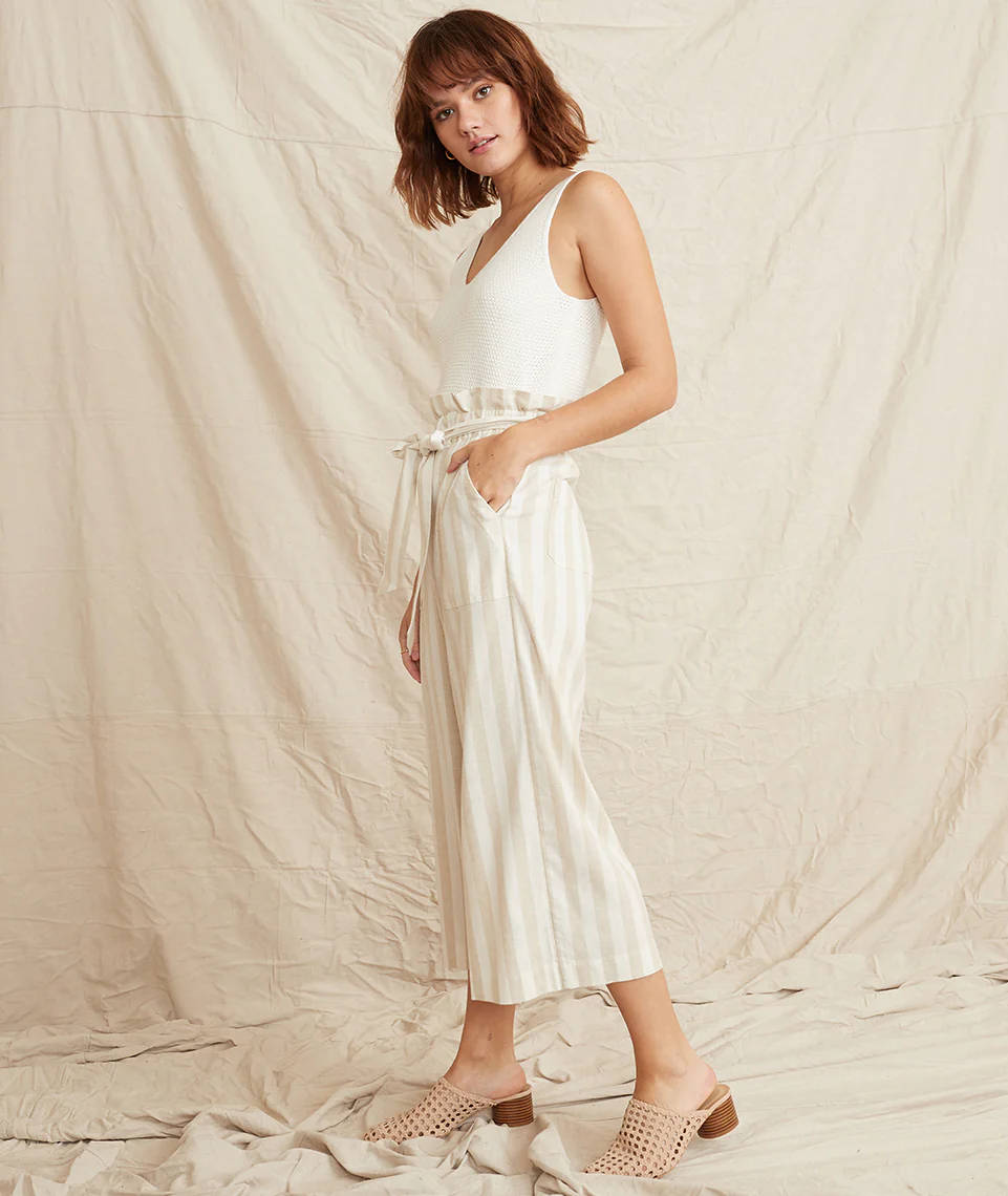 Caroline Pant in Tan/White Stripe