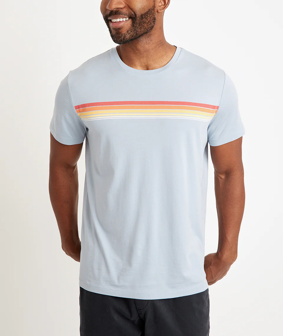 Signature Crew Graphic Tee in Dusty Blue