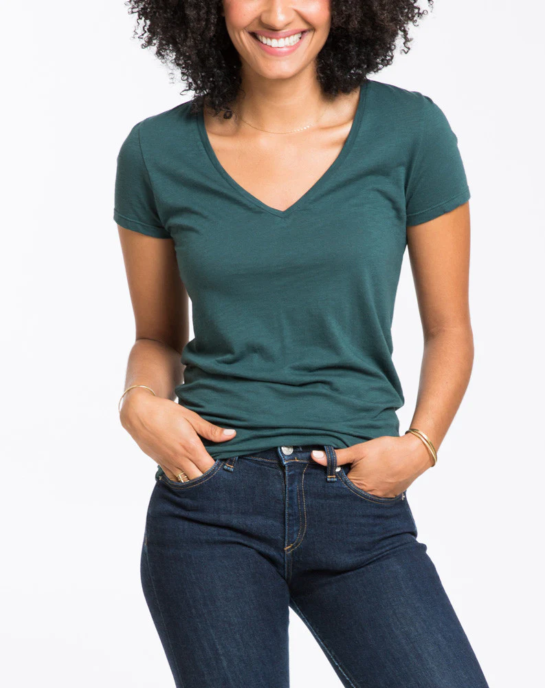 Slub V-neck - Pine Grove