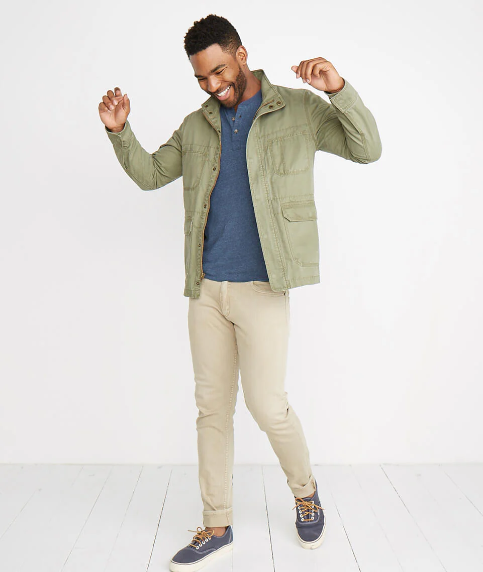 Double Knit Henley in Dark Navy