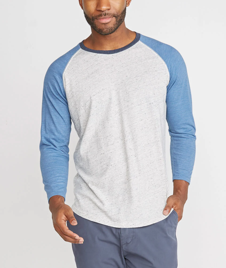 Baseball Raglan in Grey/Navy