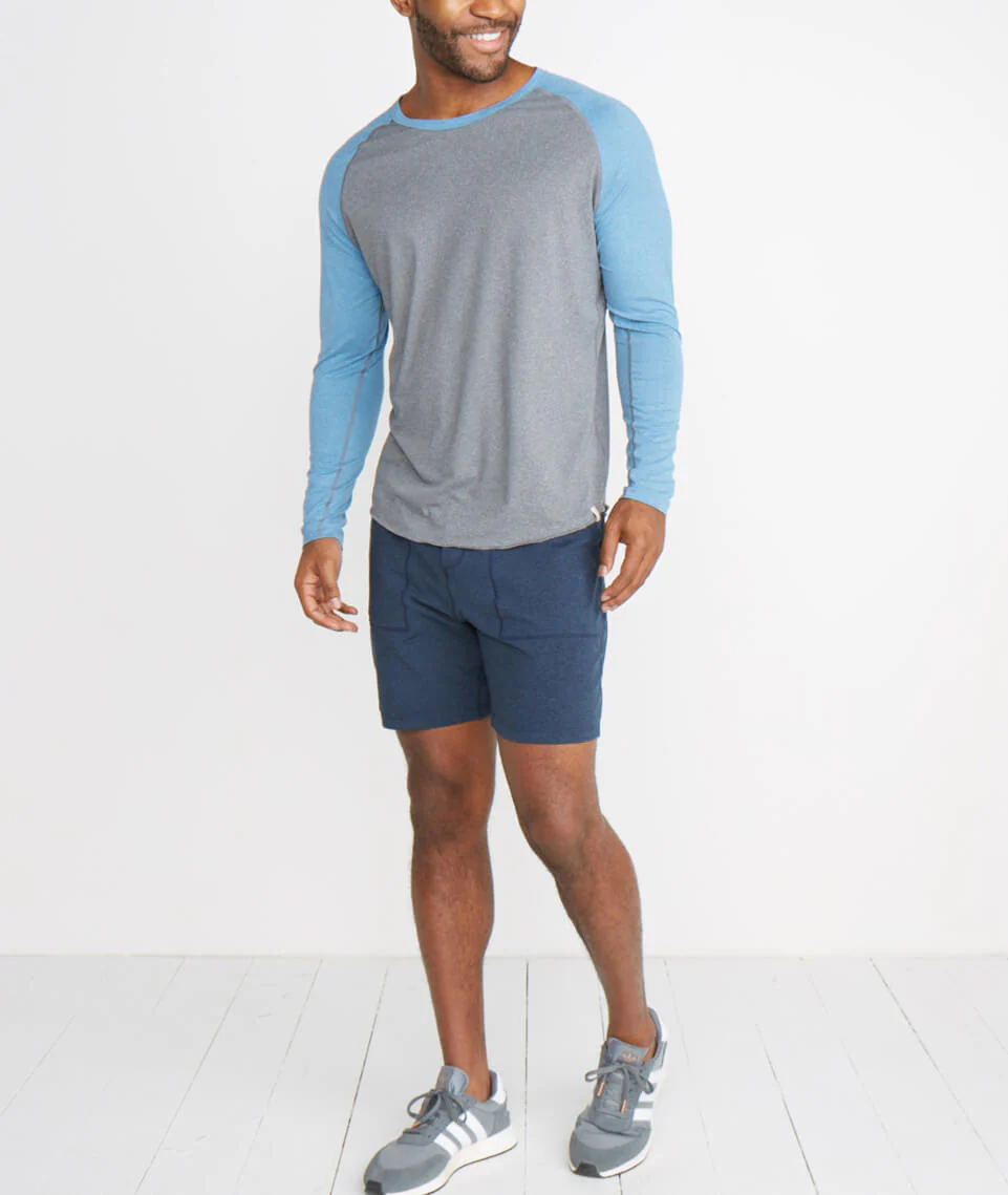 Sport Baseball Raglan in Graphite/Blue