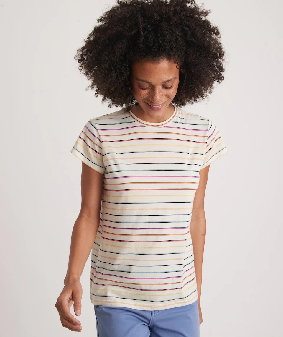 Swing Crew Tee in Rainbow Stripe