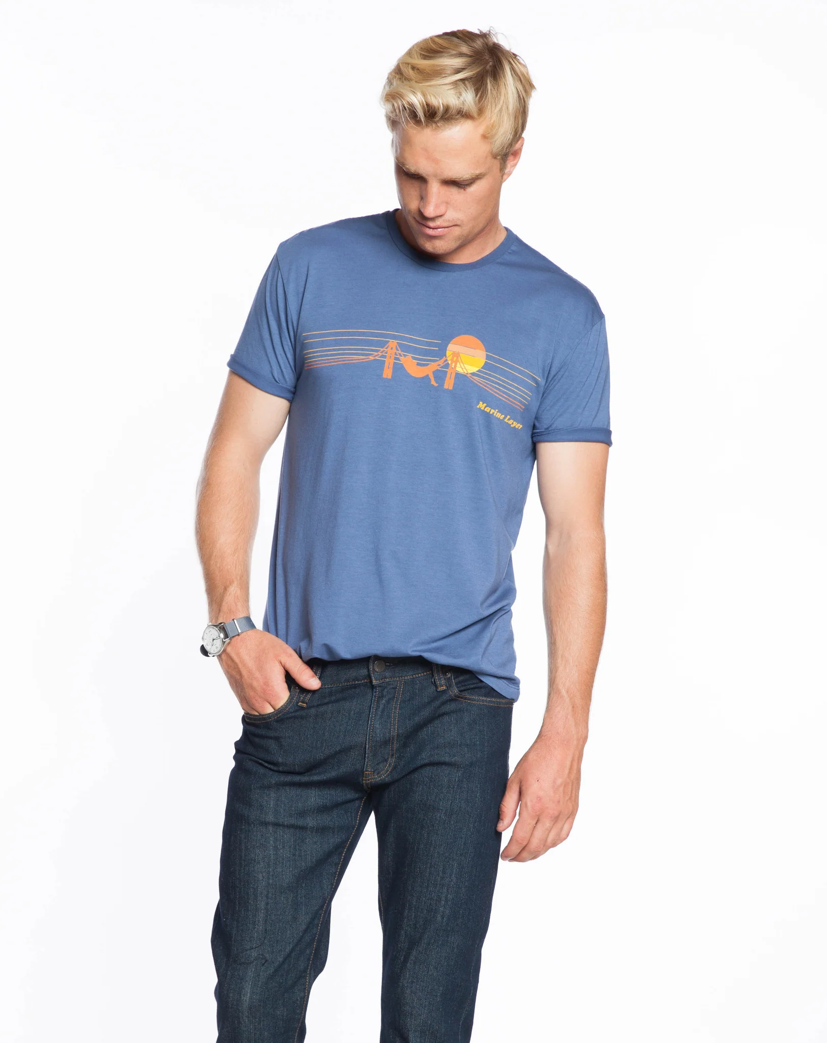 Sunset Logo Graphic Tee - Faded Navy