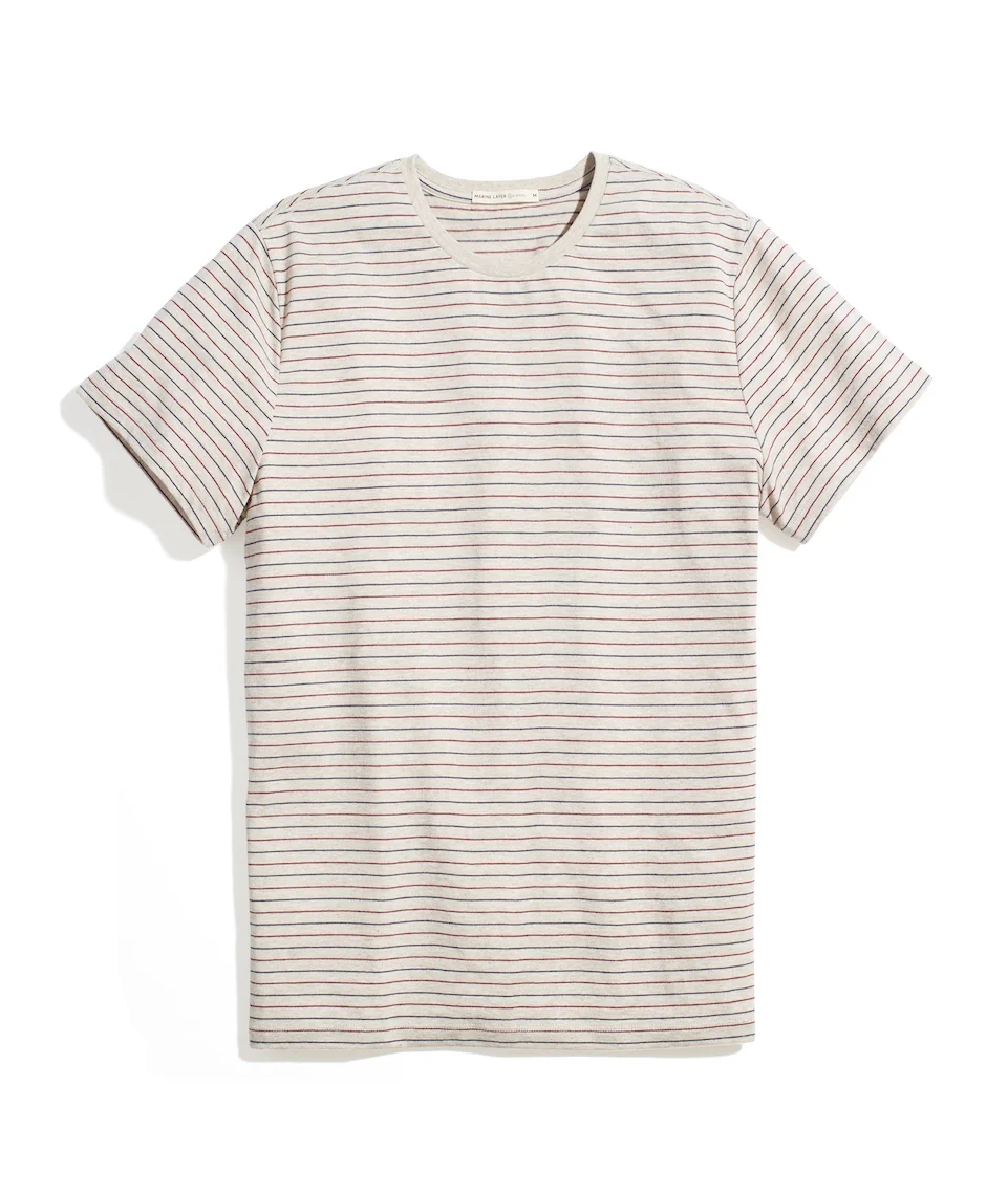 Signature Crew Tee in Oatmeal Heather Stripe