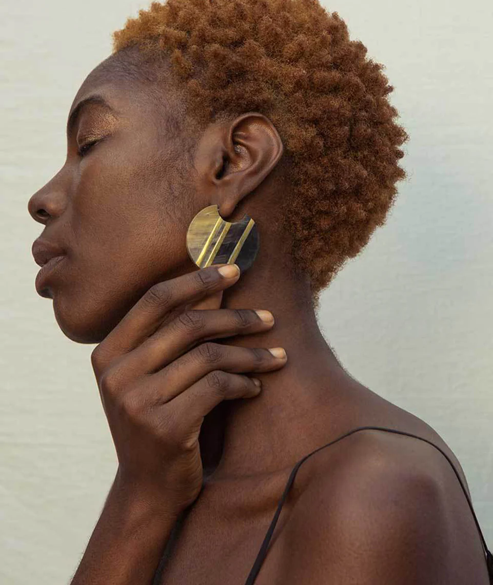 Soko Horn Stripe Circle Hoops