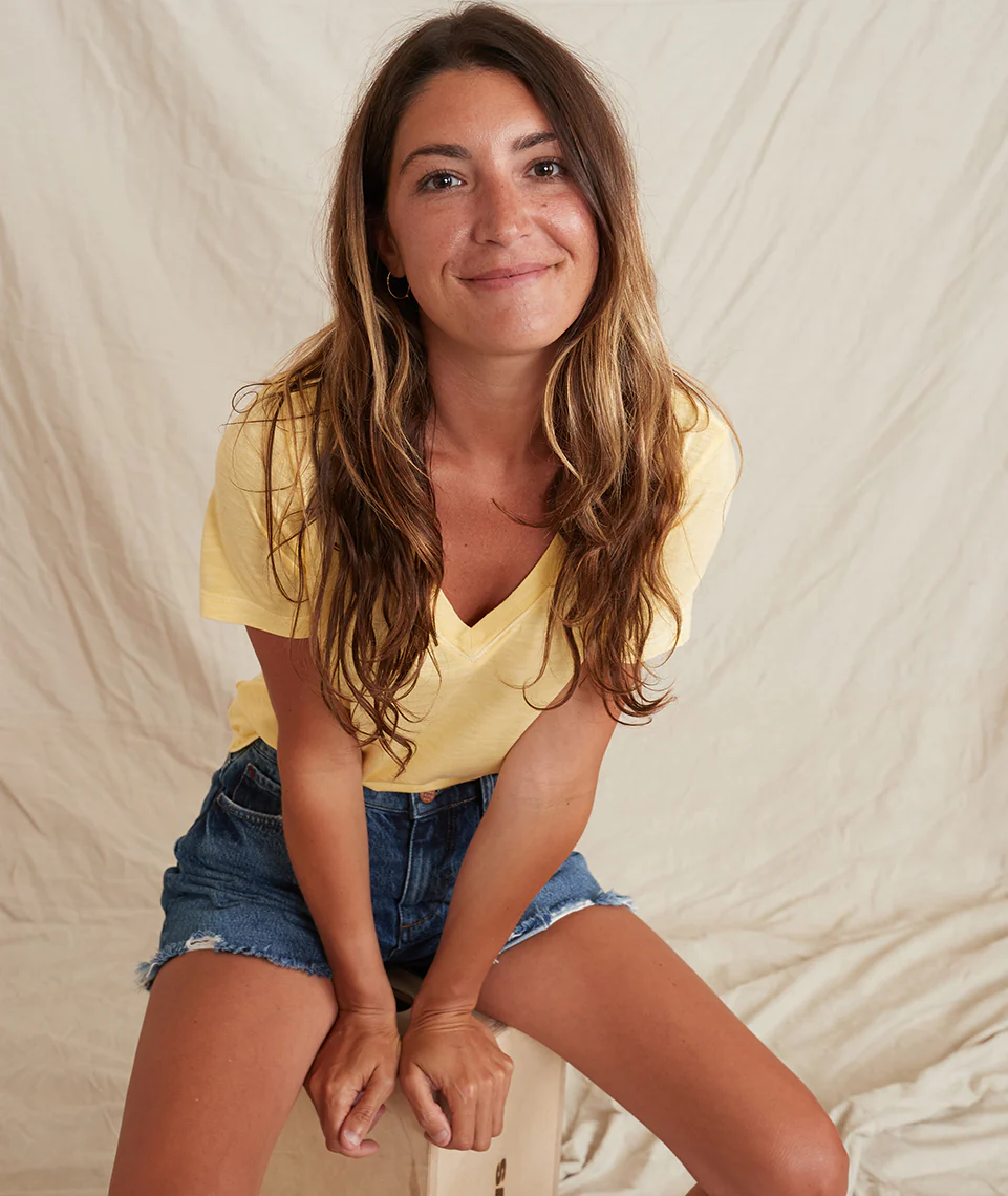 V-Neck Tee in Lemon Drop