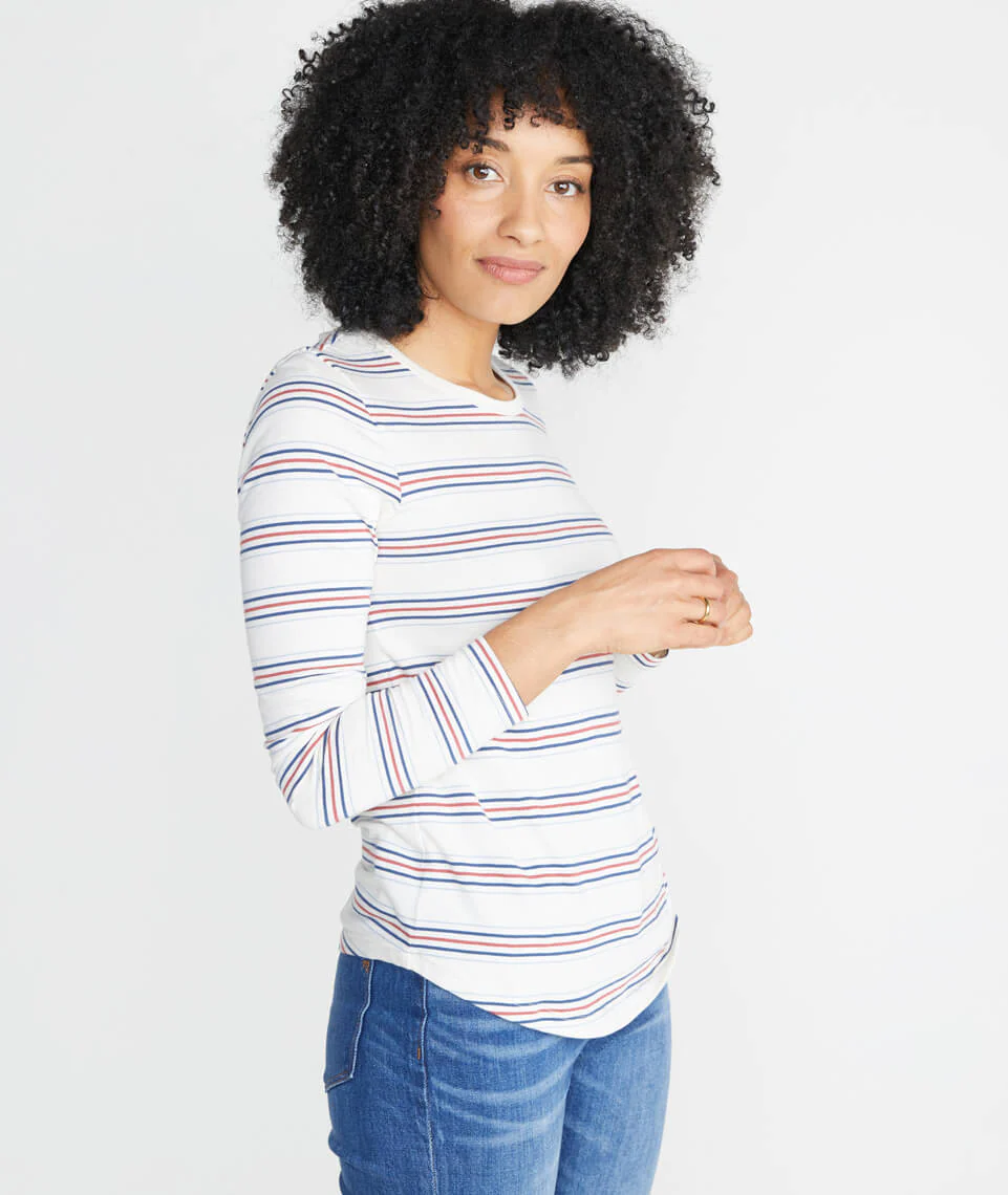 Clover Longsleeve Saddle Crew in Retro Stripe
