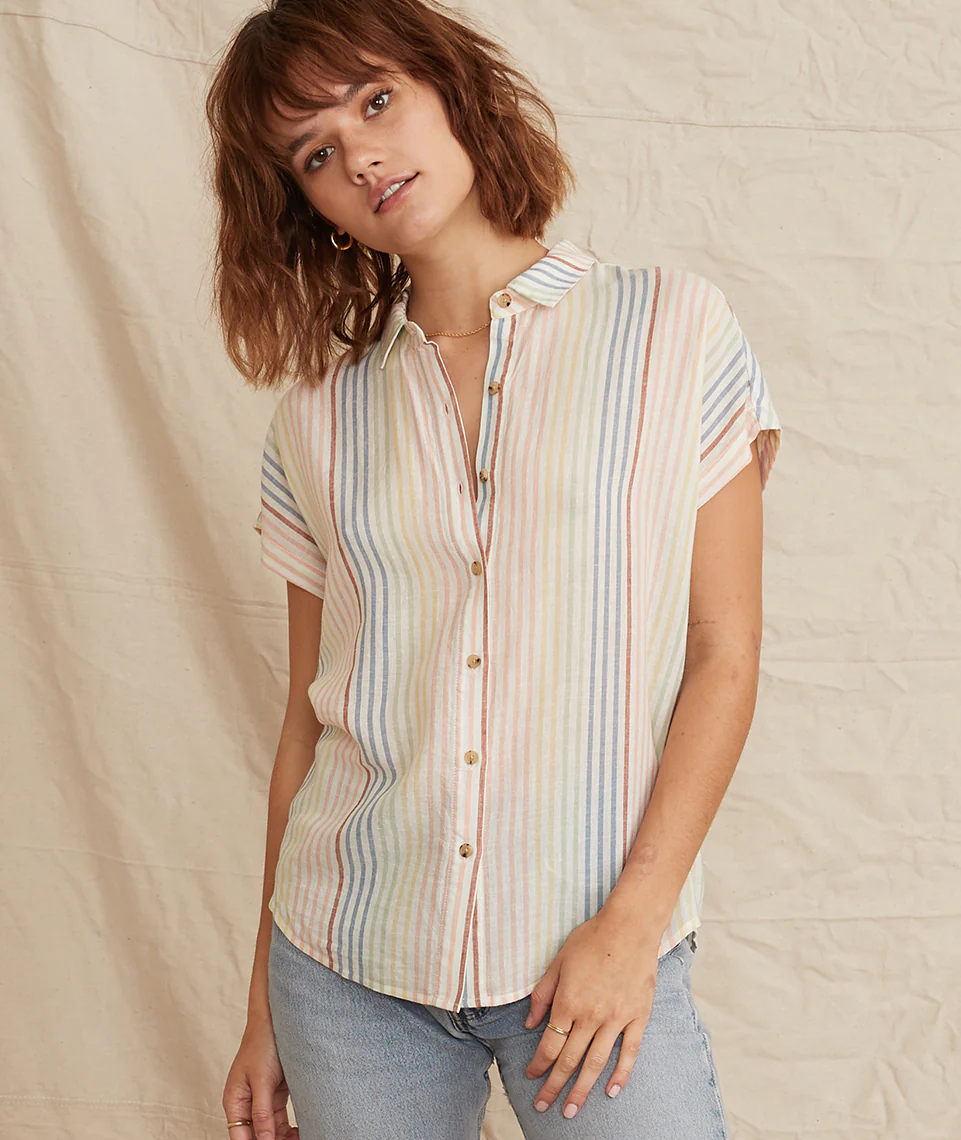 Daniella Button Down in Multi Stripe