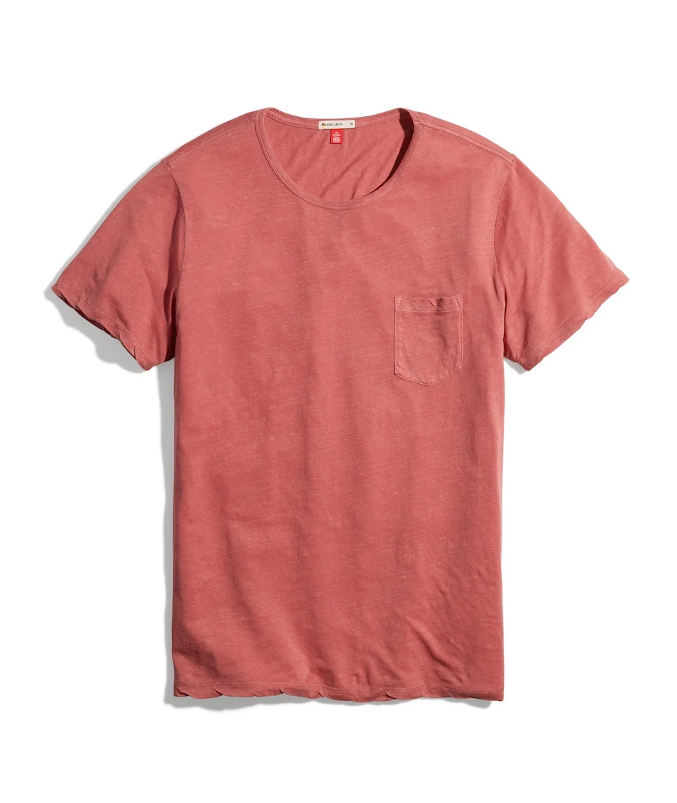 Short Sleeve Hemp Cotton Pocket Tee in Faded Rose