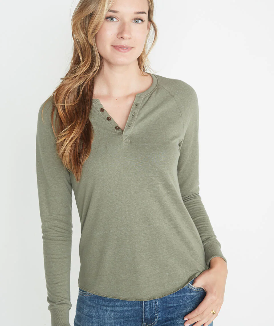 Double Knit Henley in Admiral Green