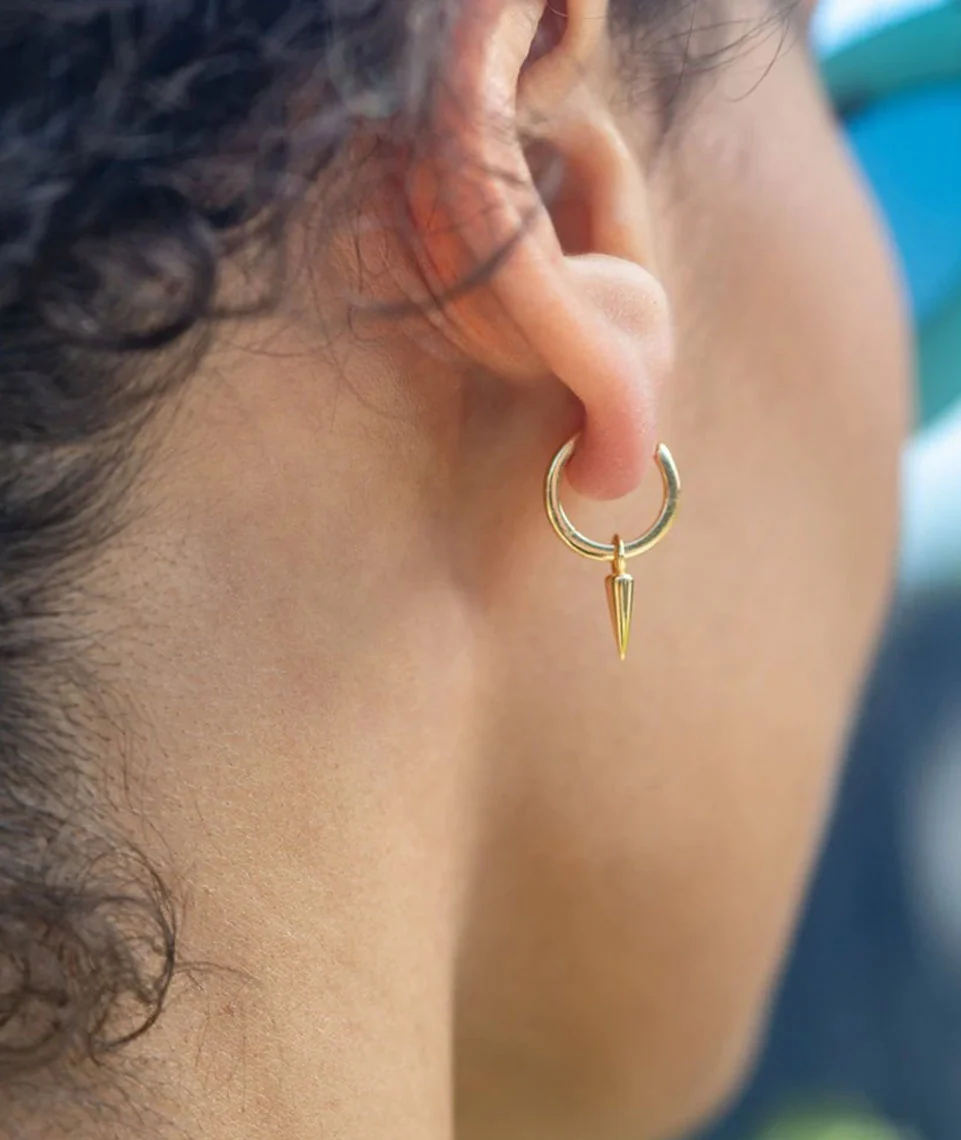 Kris Nations Spike Huggie Hoop Earrings in Gold