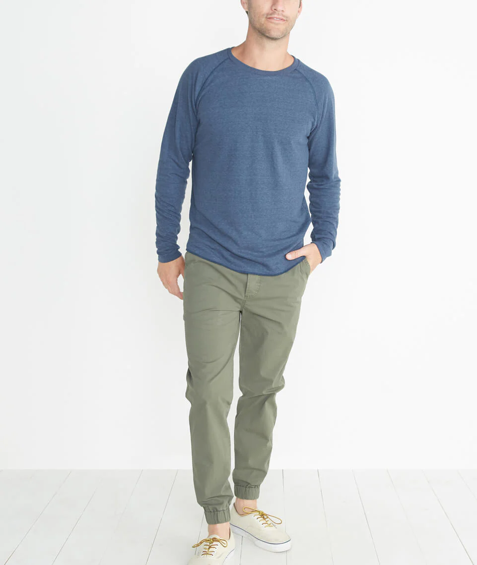 Double Knit Baseball Raglan in Deep Denim