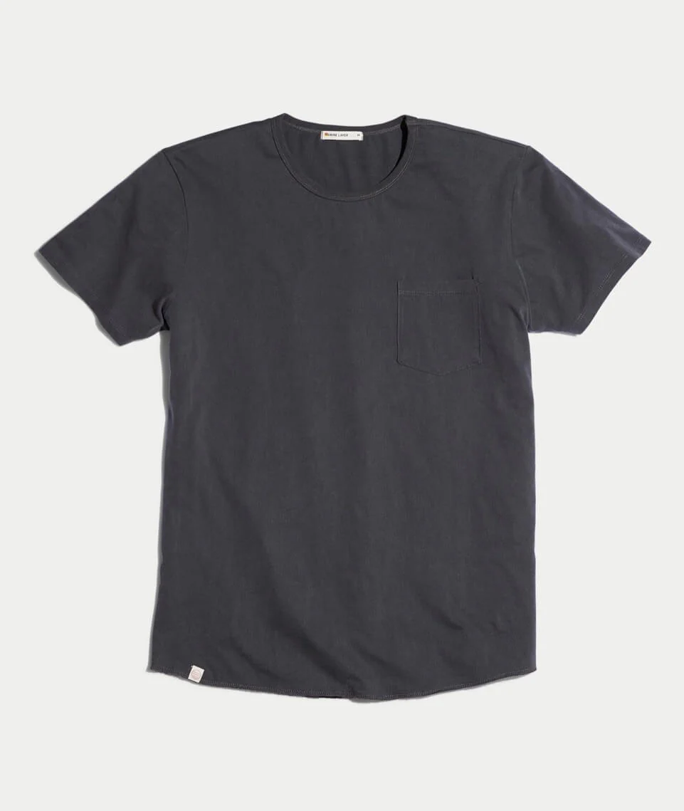 Saddle Pocket Tee in Faded Black