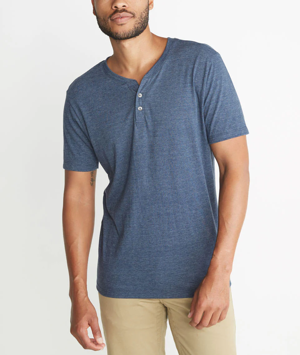 Shortsleeve Henley in Dark Denim