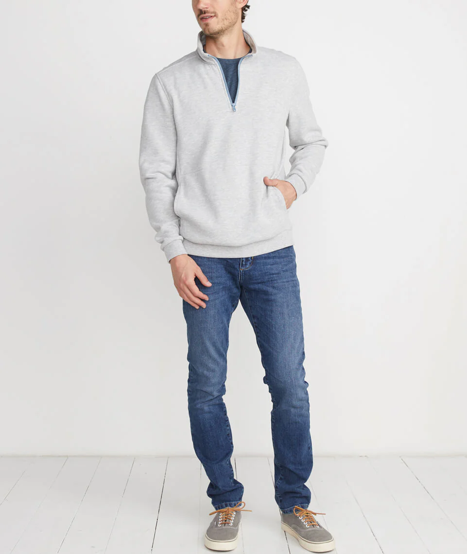 Quarter Zip Sweatshirt in Light Heather Grey
