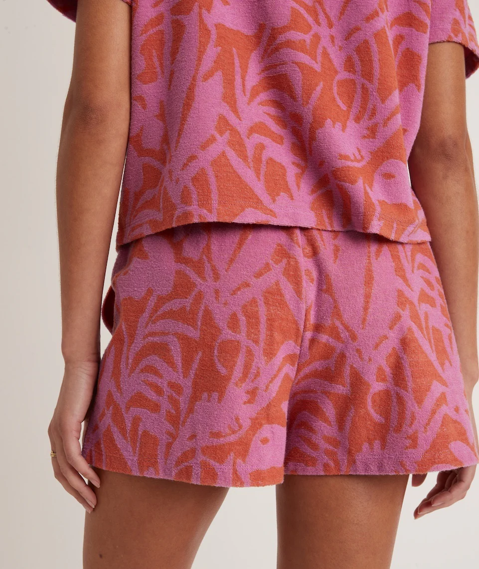 Terry Out Short in Orange/Lavender Floral Print