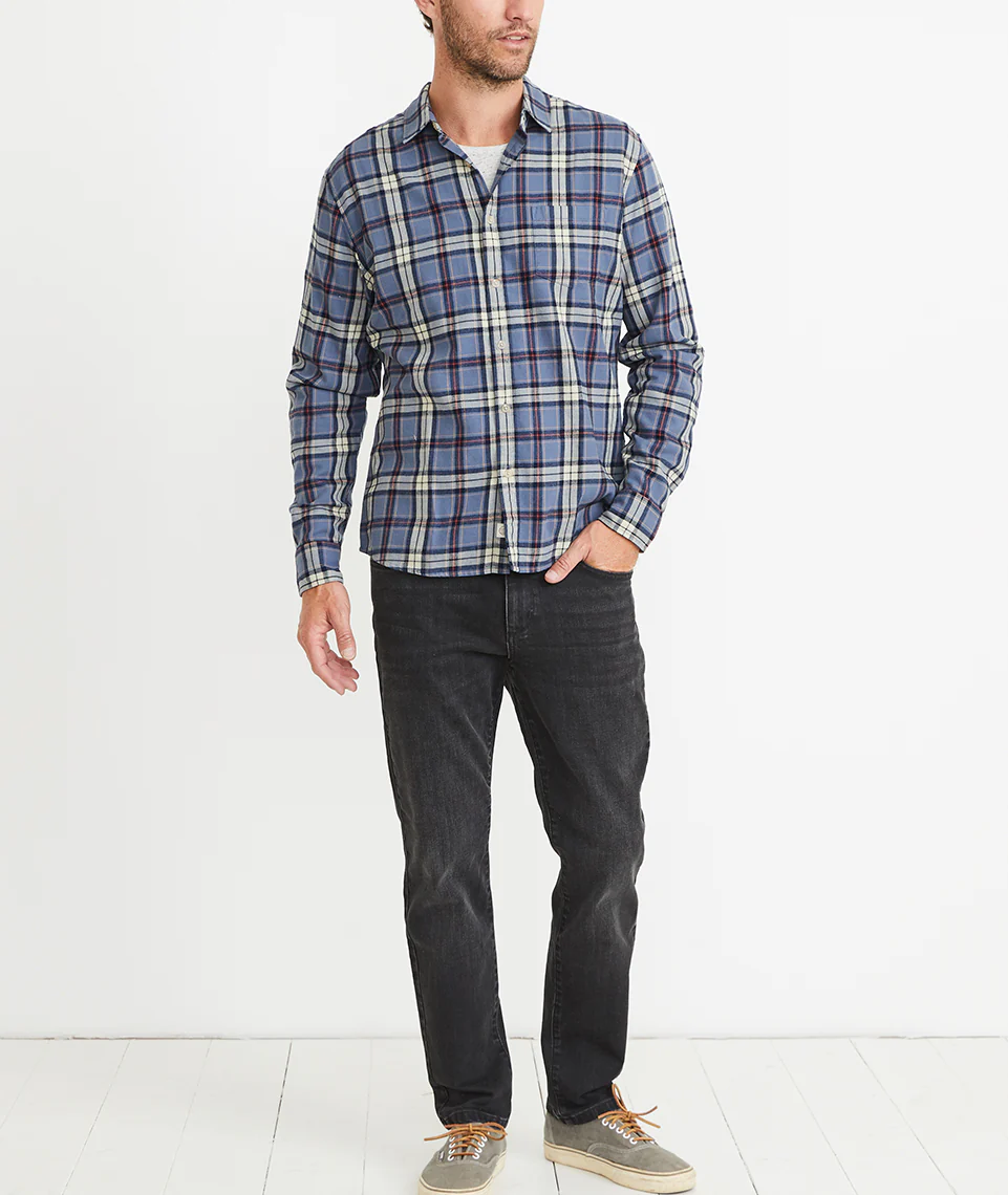 Handsome Jack Button Down in Faded Navy Plaid