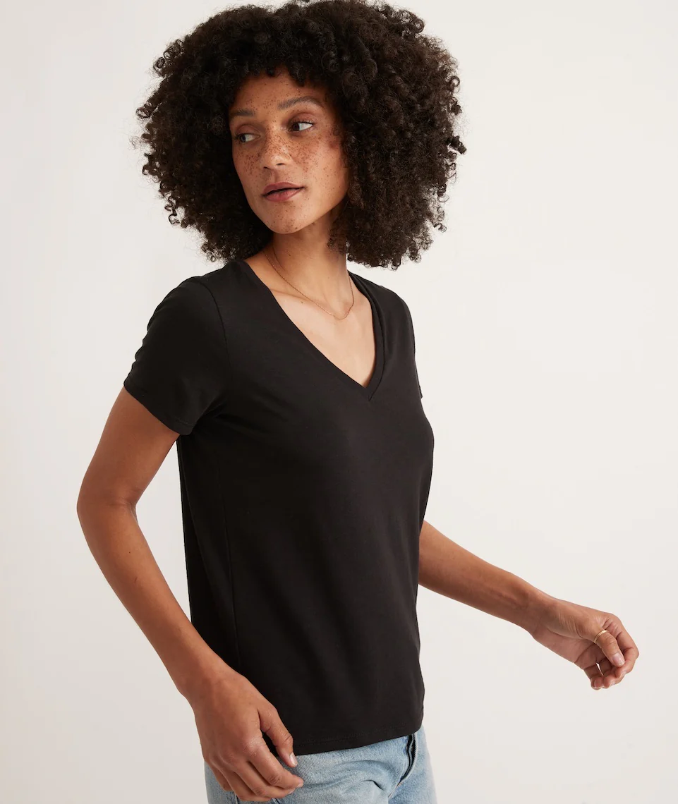 Classic V-Neck Tee in Black