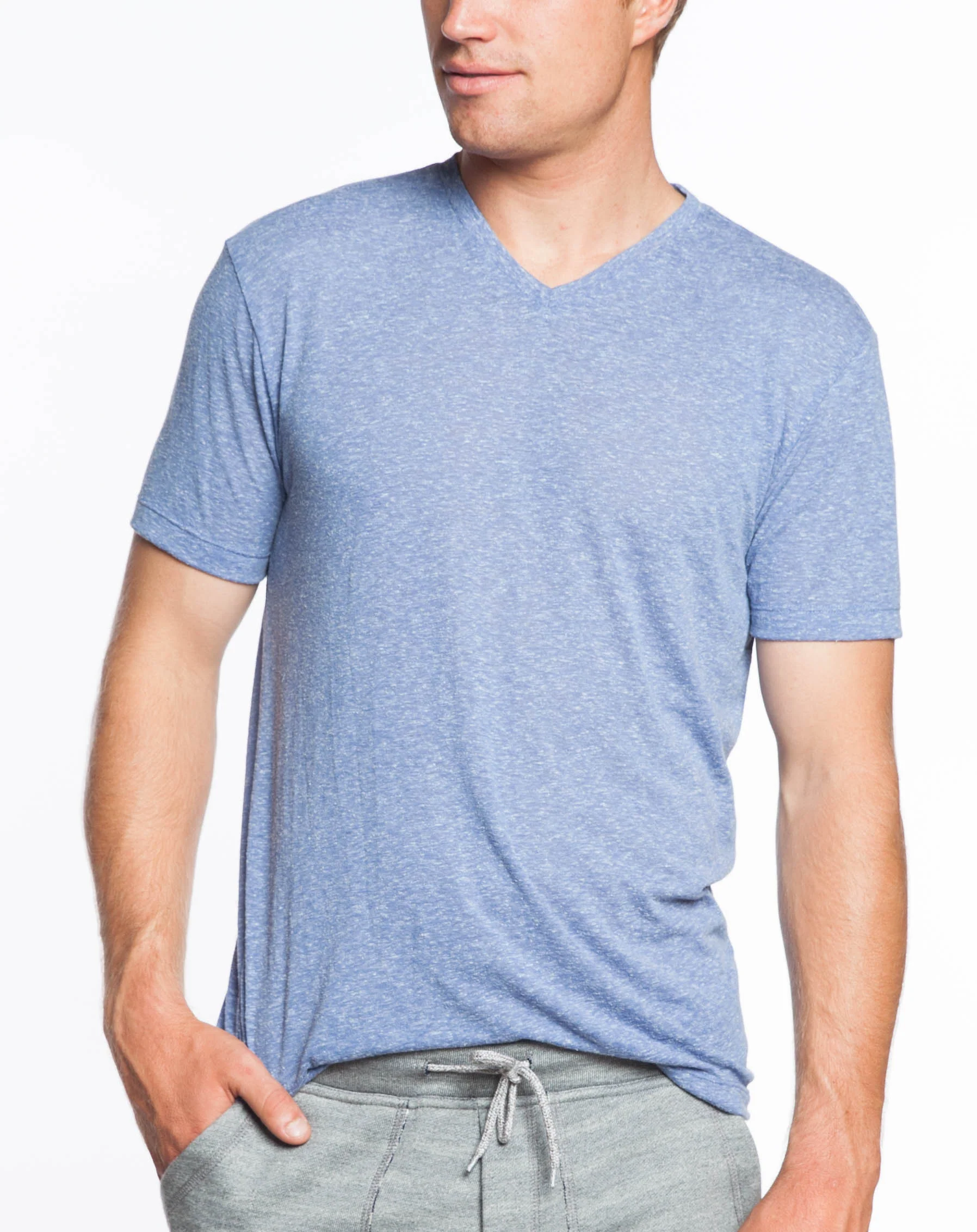 Melange V-Neck Tee - Periwinkle