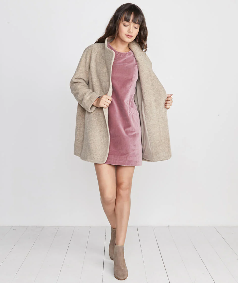 Cizon Velvet Shift Dress in Mauve