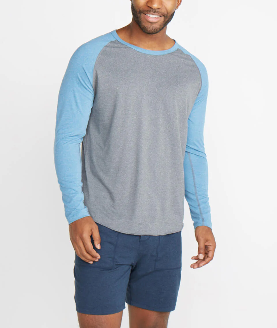 Sport Baseball Raglan in Graphite/Blue