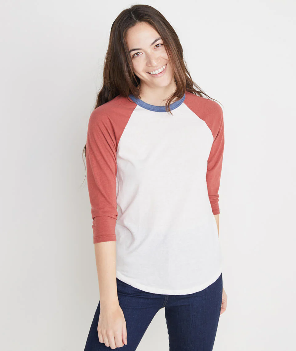 Baseball Raglan in Natural/Brick/Vintage Indigo