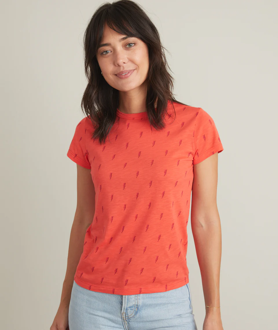 Classic Crew Tee in All Over Lightning Bolt Print