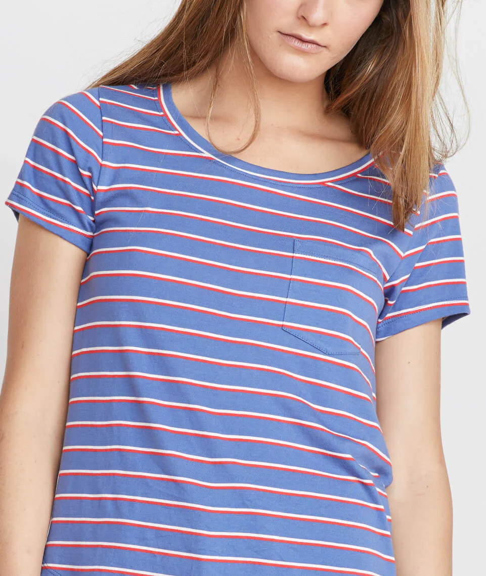 Boyfriend Pocket Tee in Dahlia Stripe