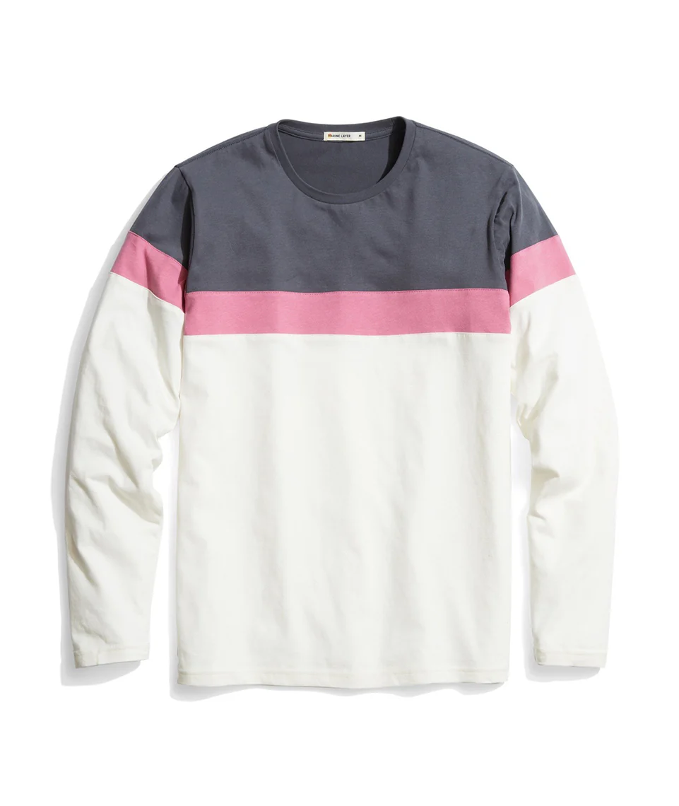 Jacob Pieced Crewneck in Magnet/Rose/Natural