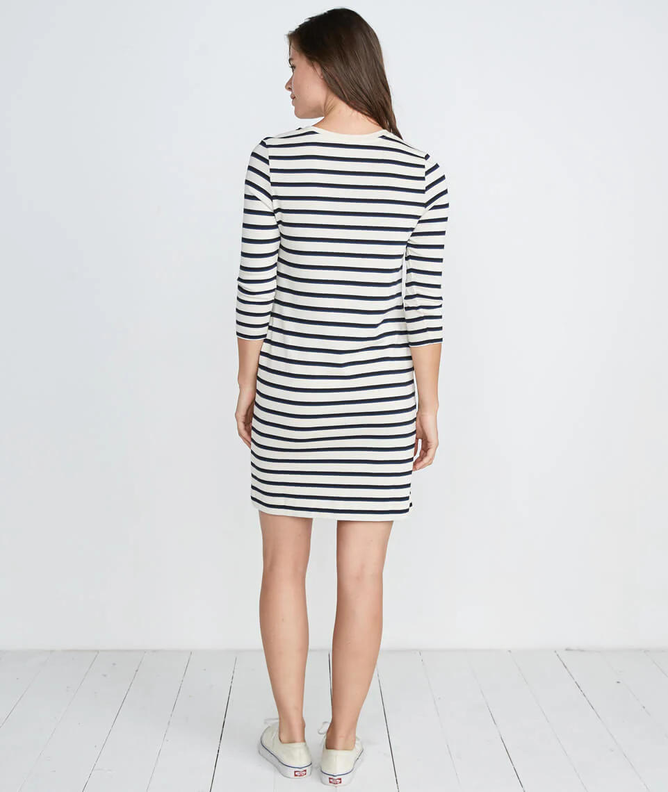 Gigi Dress in White/Navy/Black