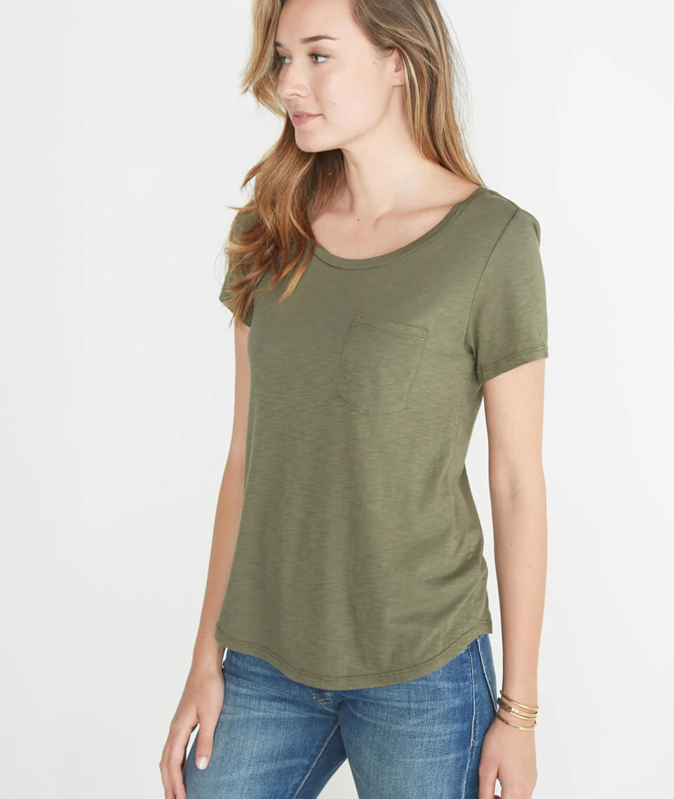 Boyfriend Pocket Tee in Admiral Green