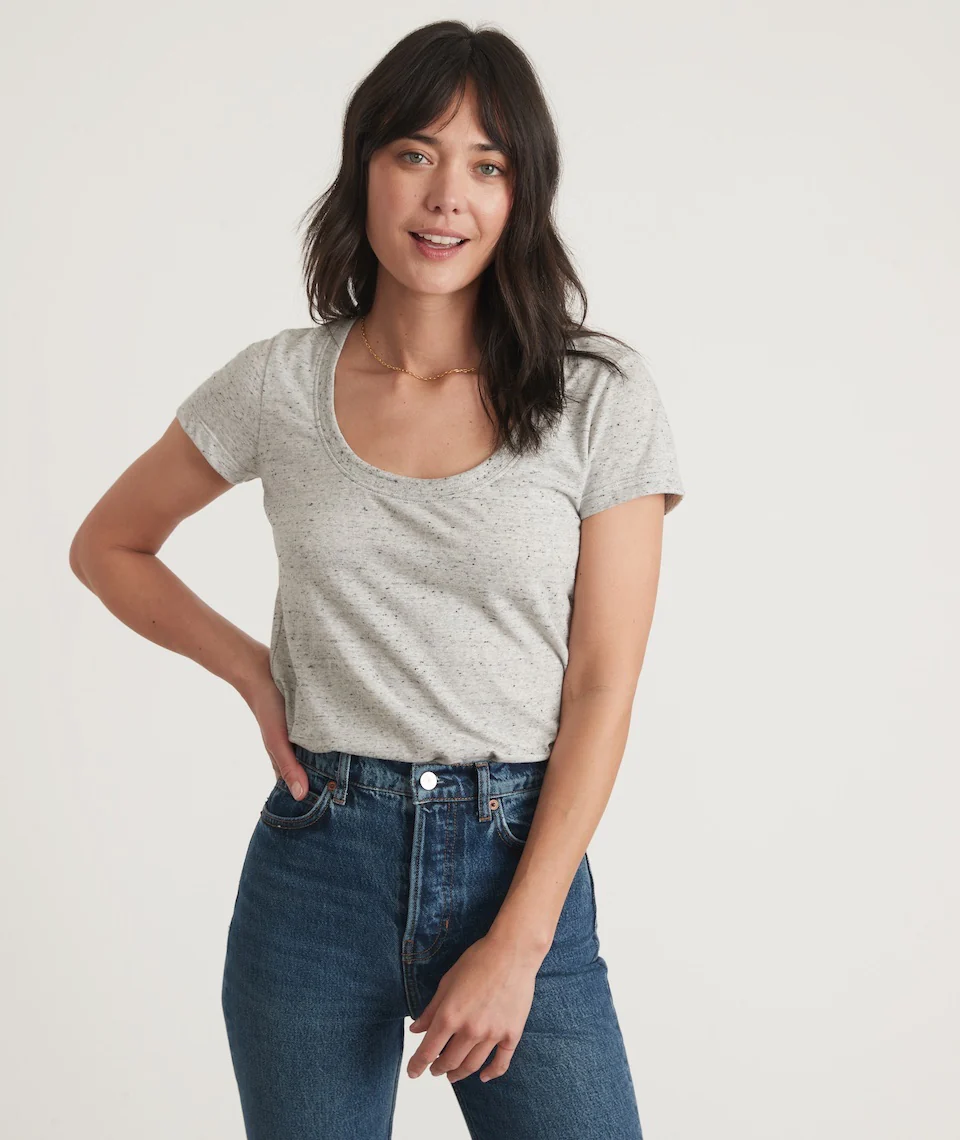 Scoop Neck Tee in Ash Neps