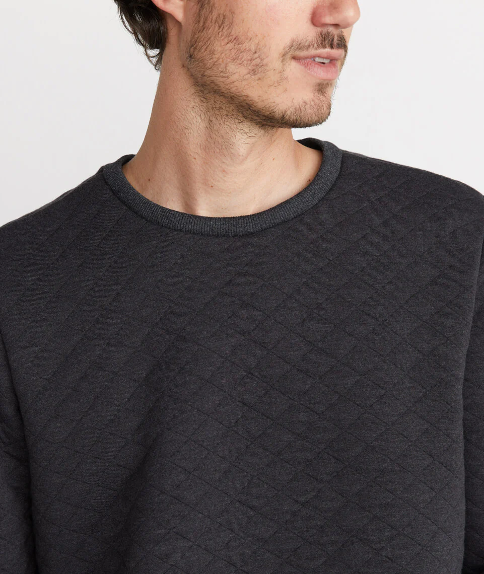 Quilted Crewneck Sweatshirt in Charcoal Heather