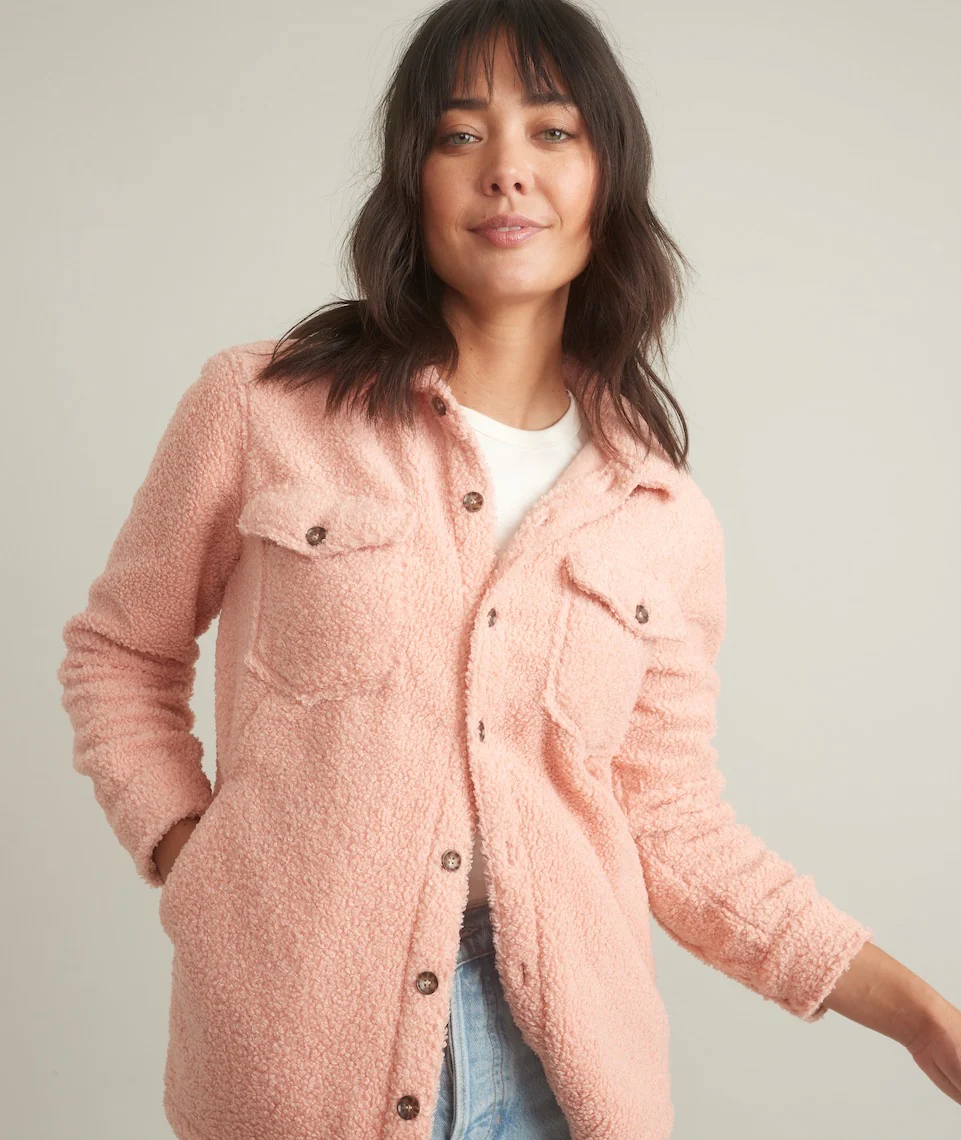 Eden Sherpa Overshirt in Coral Cloud